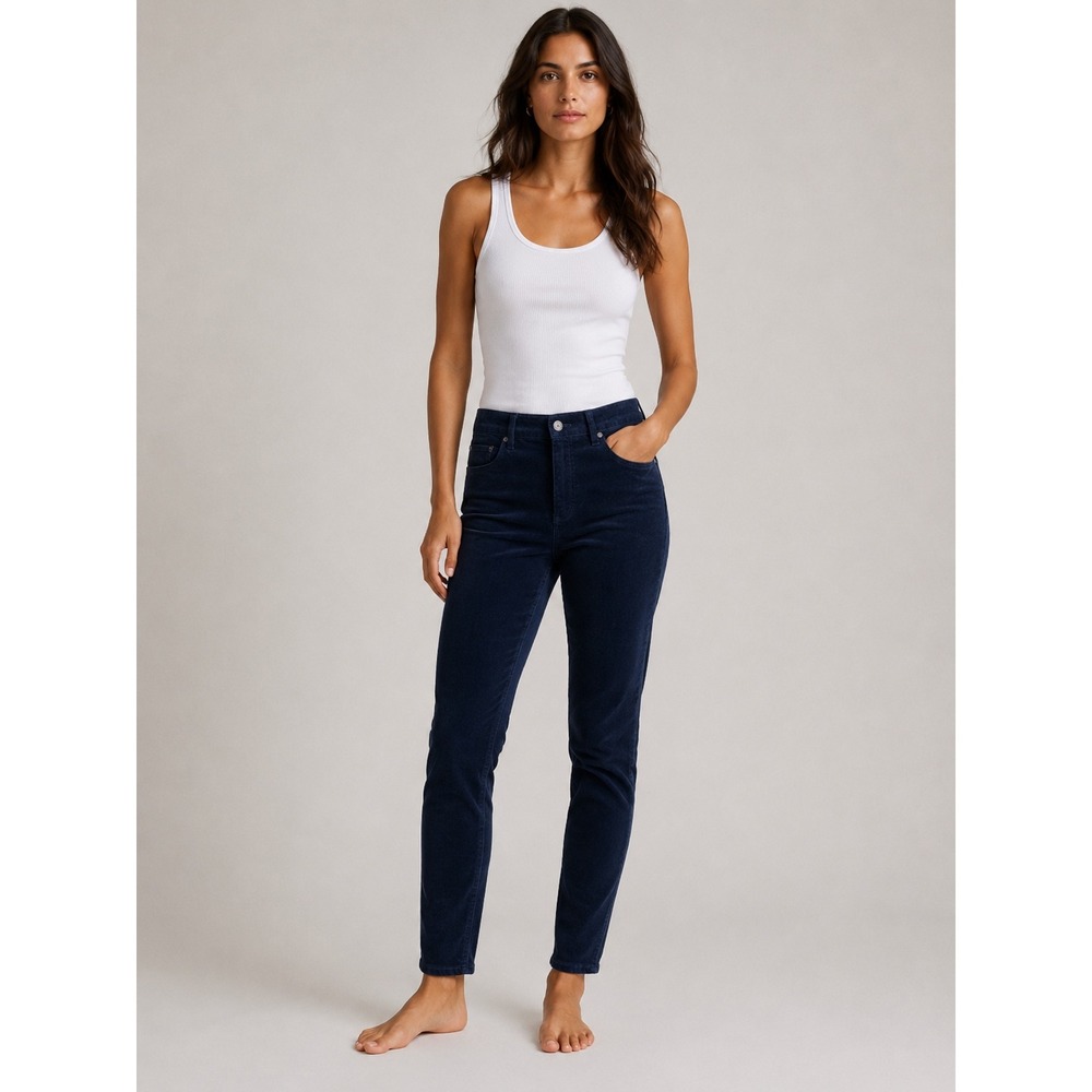 LOFT Navy Blue Corduroy Skinny Pants High Rise Womens Size 0 25 Tapered Trousers